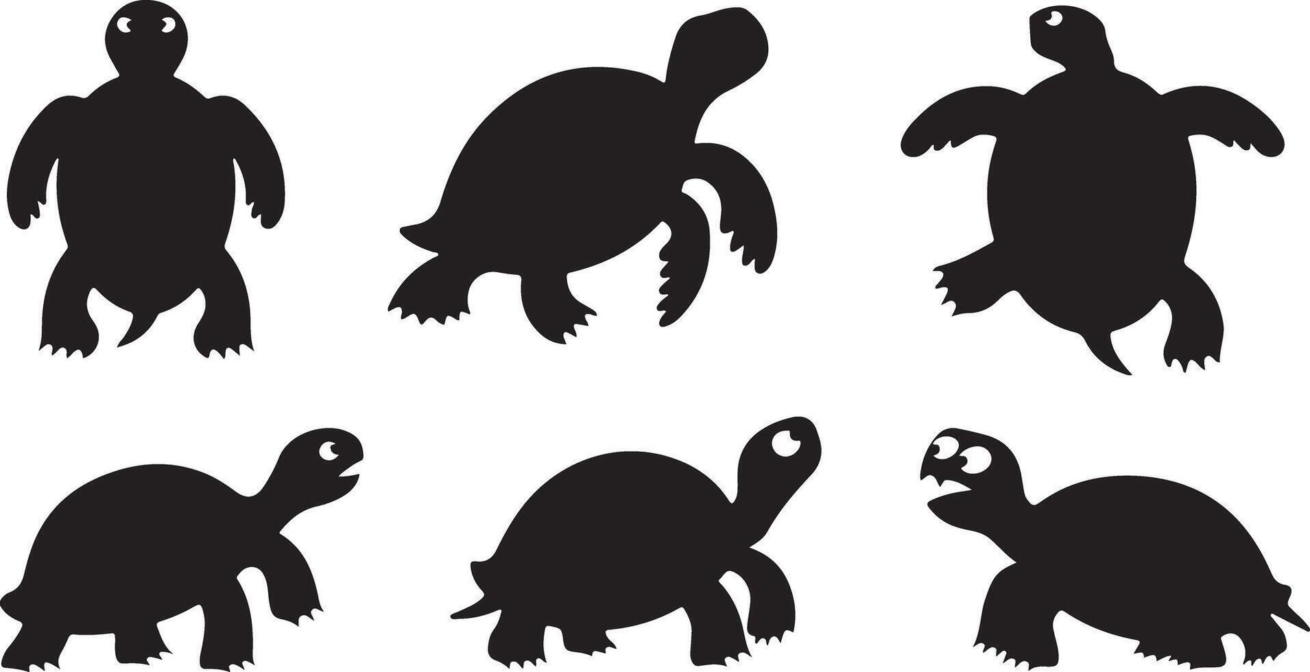 Turtle silhouettes collection vector