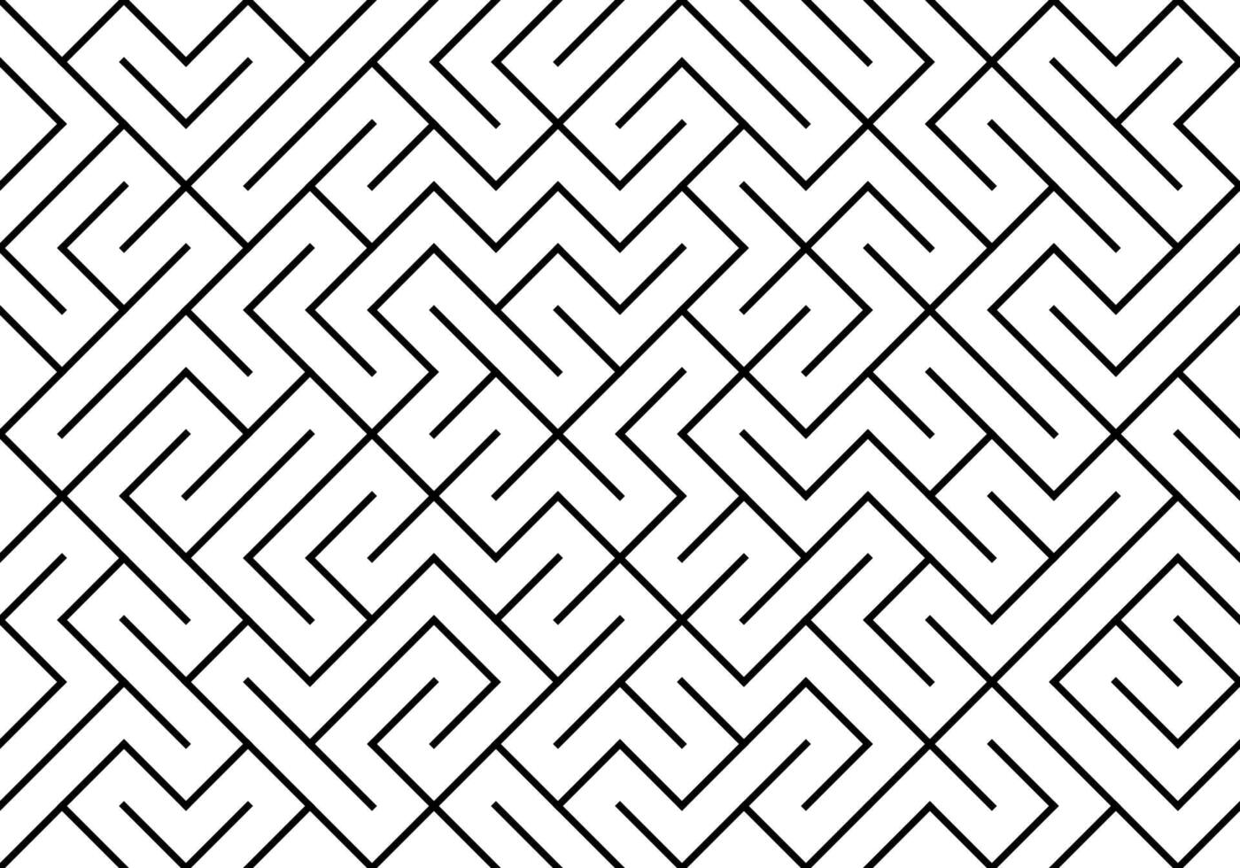Thin line maze pattern in black on white base vector