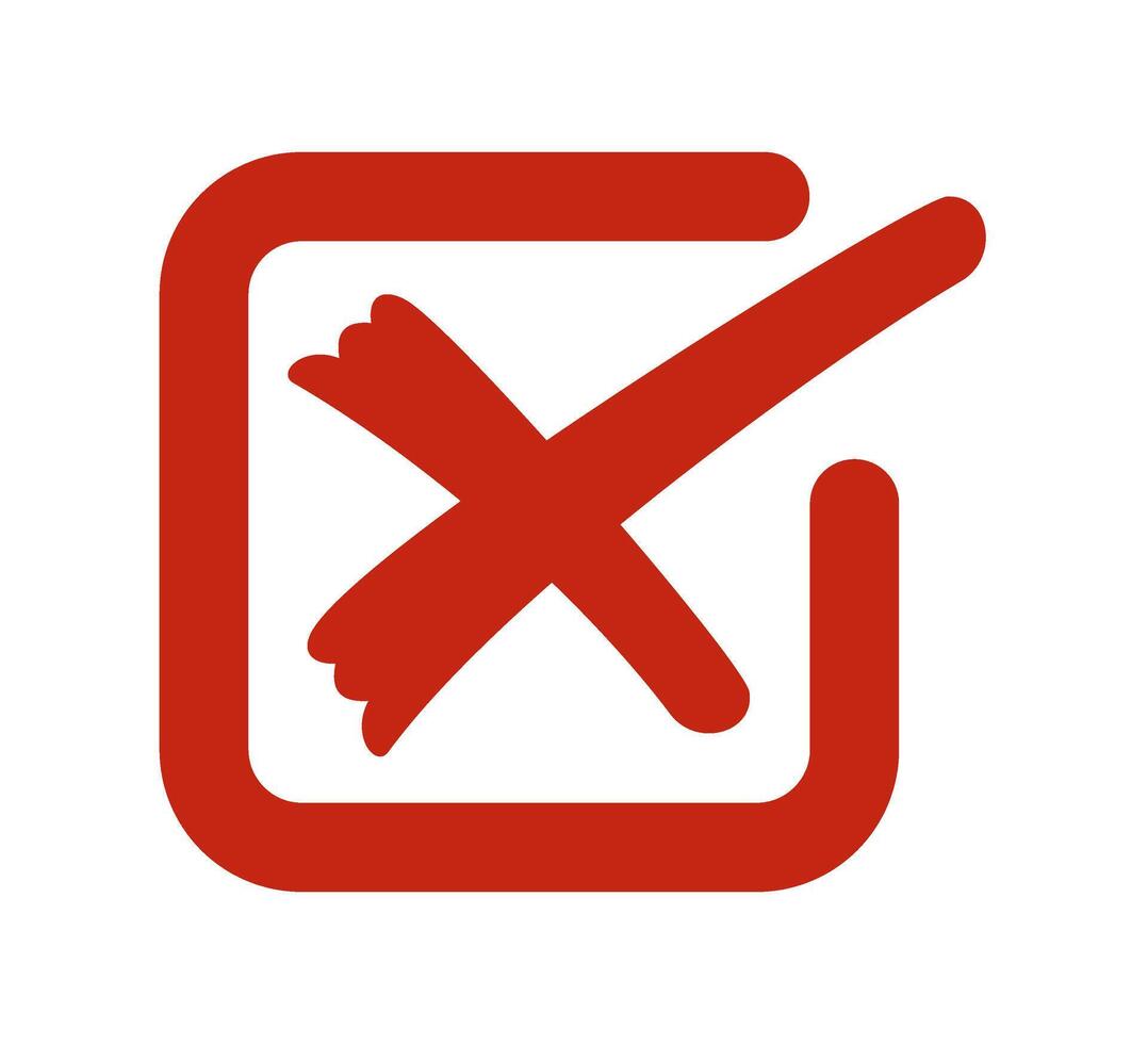 Red Cross in a Square. Symbol of Error, Rejection, or Wrong Choice. Graphic Icon. Suitable for UI UX Design, Web Applications, Interfaces, and Business Documents, diaries and planners vector