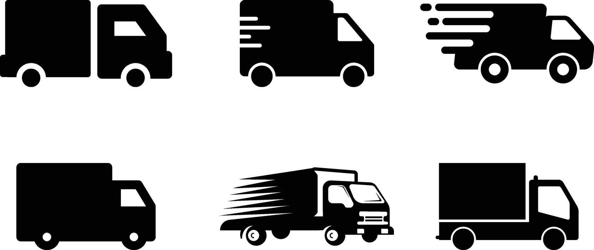 Collection of Delivery Truck Set Icon Representing Shipping, Logistics or Transportation vector