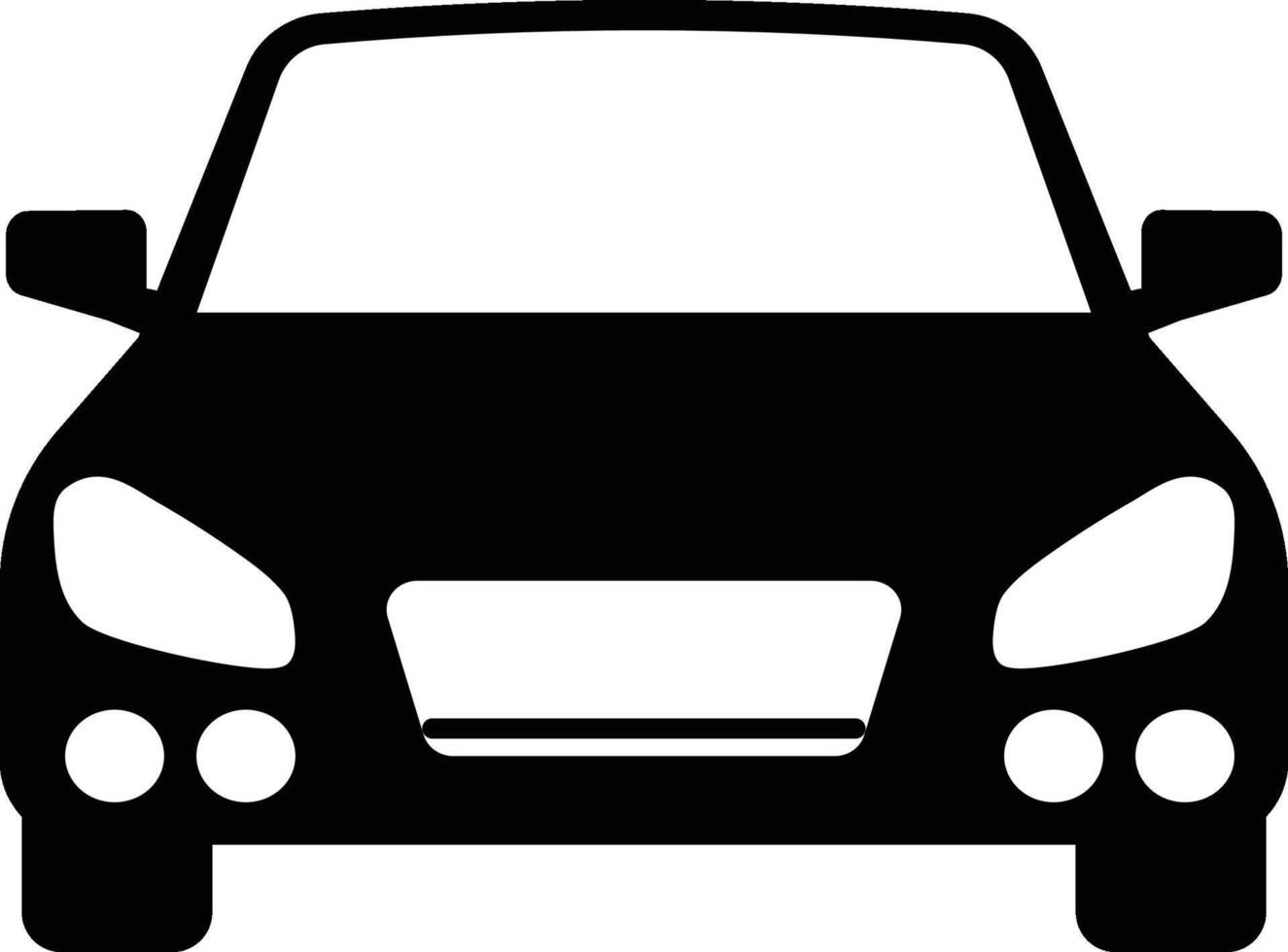 Simple Front View Car Icon Silhouette Illustration on White Background. vector