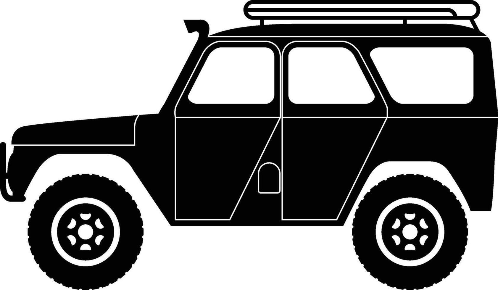 A Stylized Auto Vehicle Icon Showcasing a Side View Illustration on White Background. vector