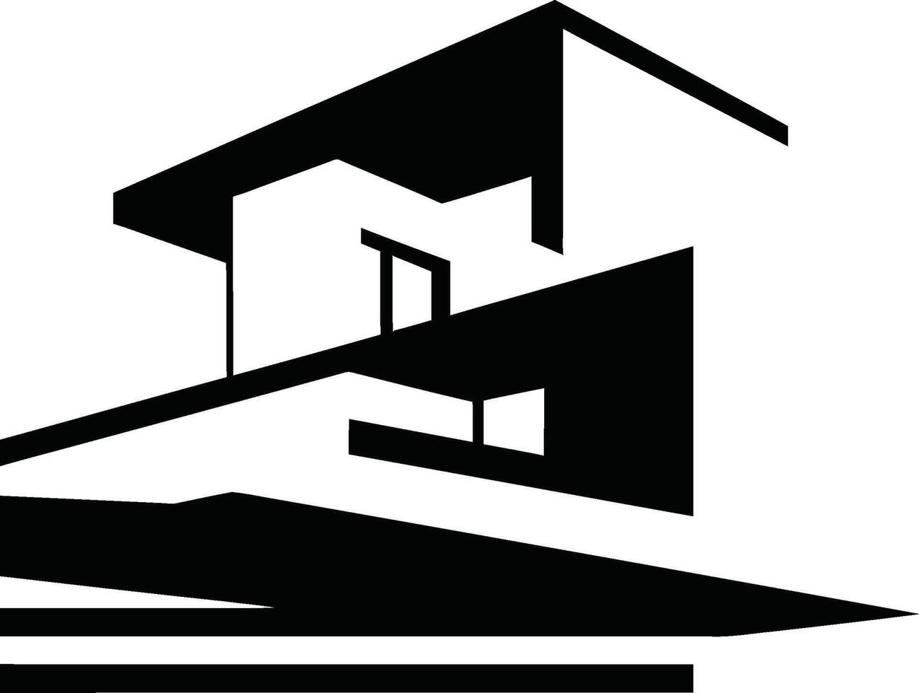 Modern Minimalist House Architecture Icon Illustration. vector