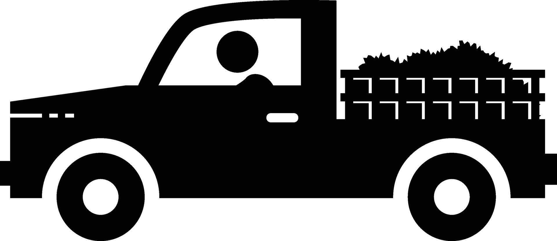 Simple Pickup Truck Side View Icon Illustration with White Background. vector