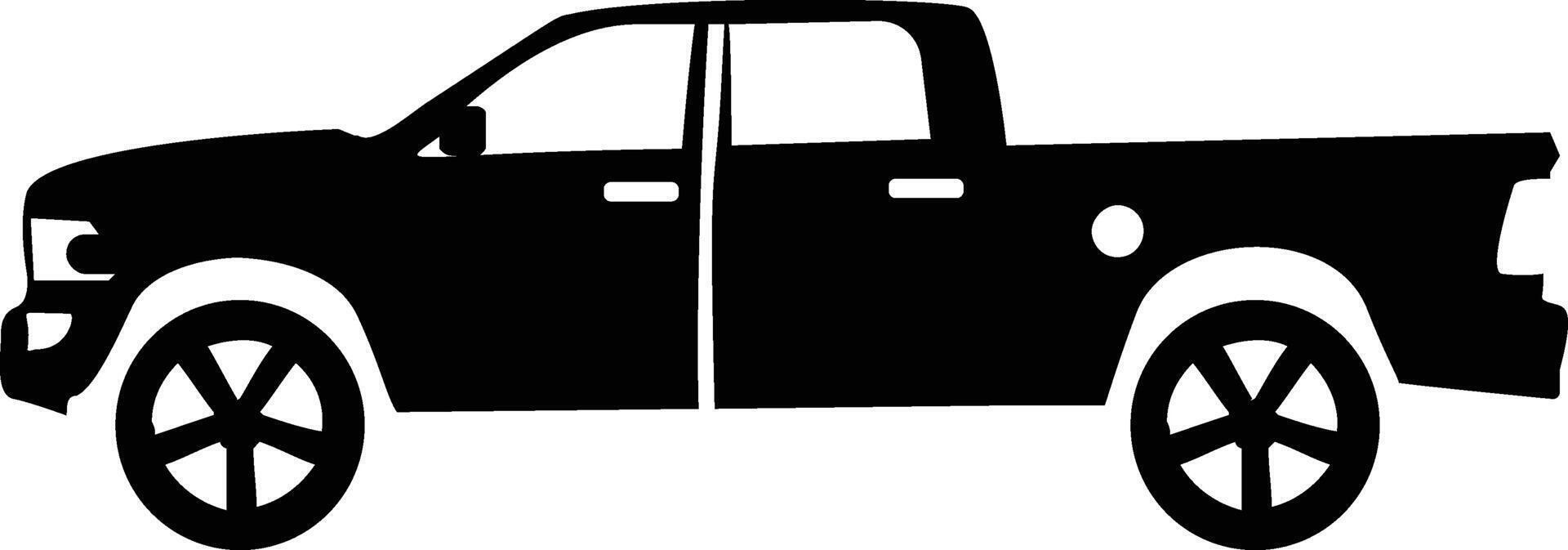 Simple Pickup Truck Side View Icon Illustration on White Background. vector