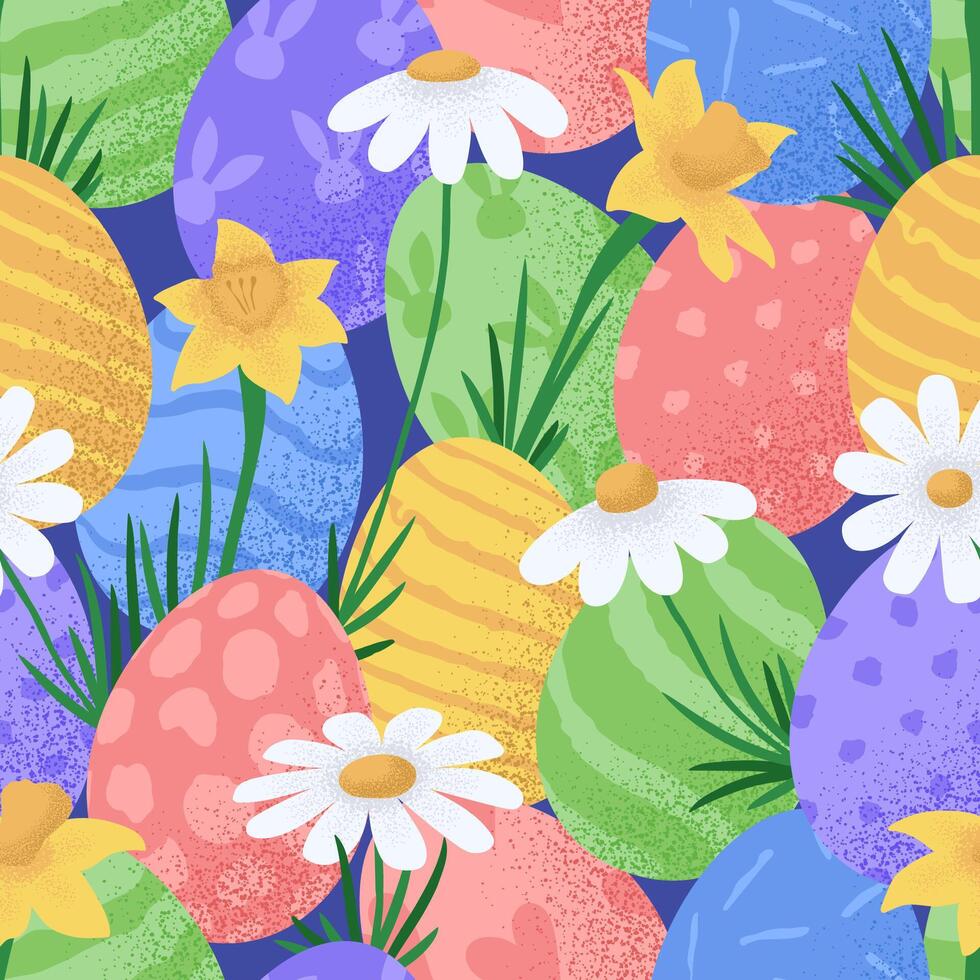 Happy easter seamless pattern. Cute Easter seamless pattern with eggs and flowers beautiful background. Suitable for Easter cards, banner, textiles, wallpapers. illustration vector