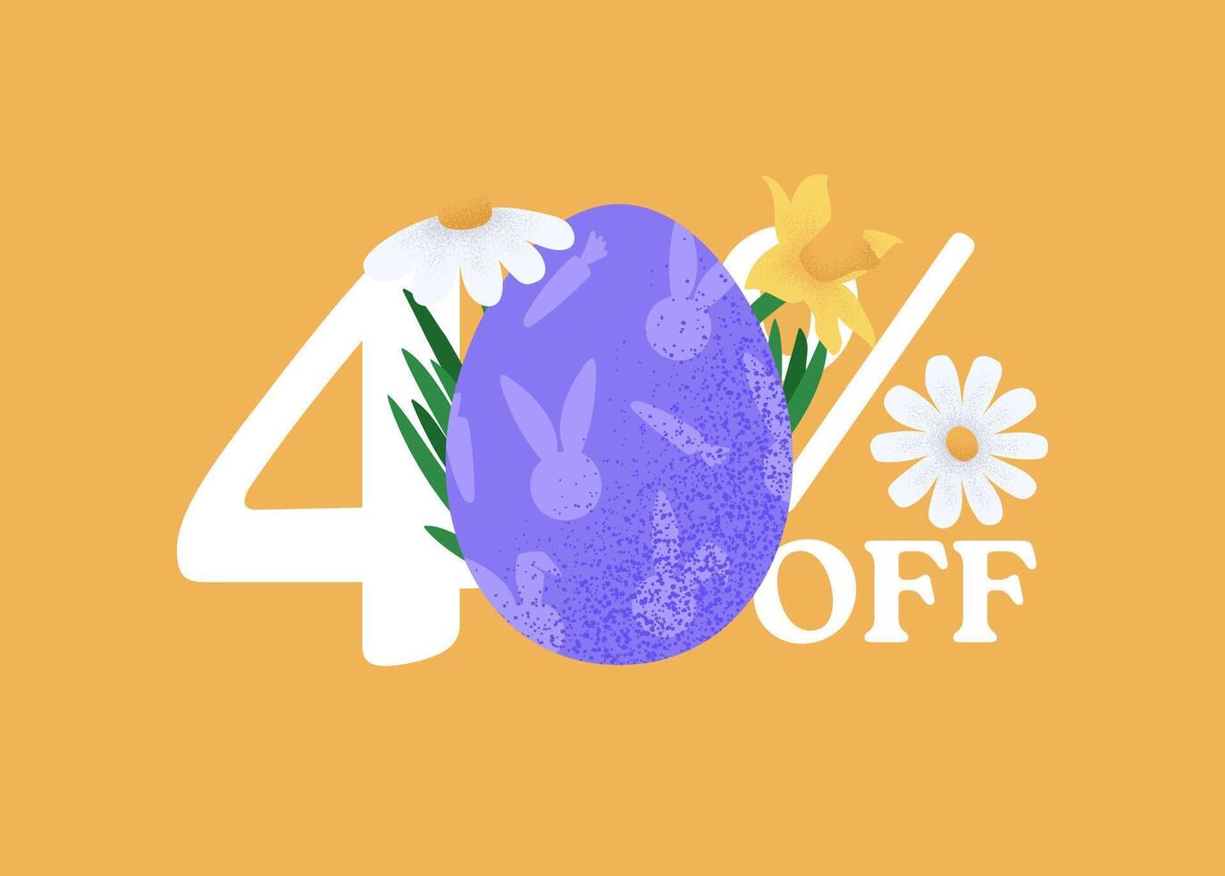 Happy Easter Sale banner. Easter Sale 40 off banner template with retro Easter Eggs and spring flower. illustration element vector