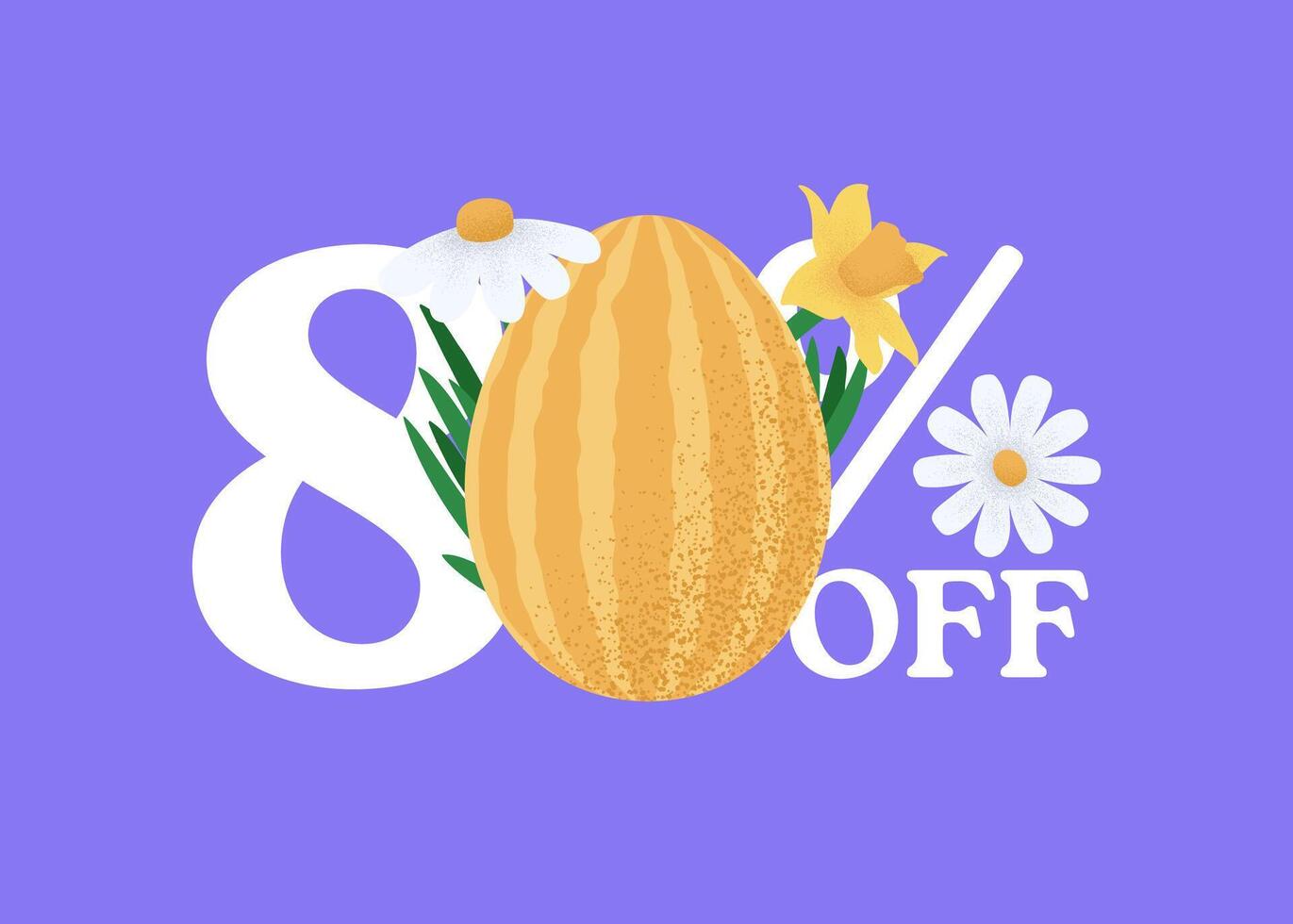 Happy Easter Sale banner. Easter Sale 80 off banner template with retro Easter Eggs and spring flower. illustration element vector