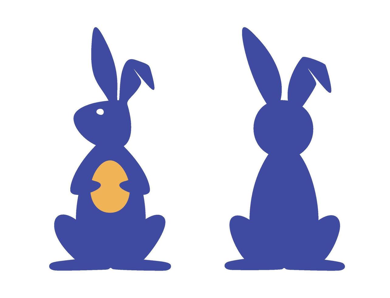 bunny silhouette set. happy easter rabbit icon isolated on white background vector
