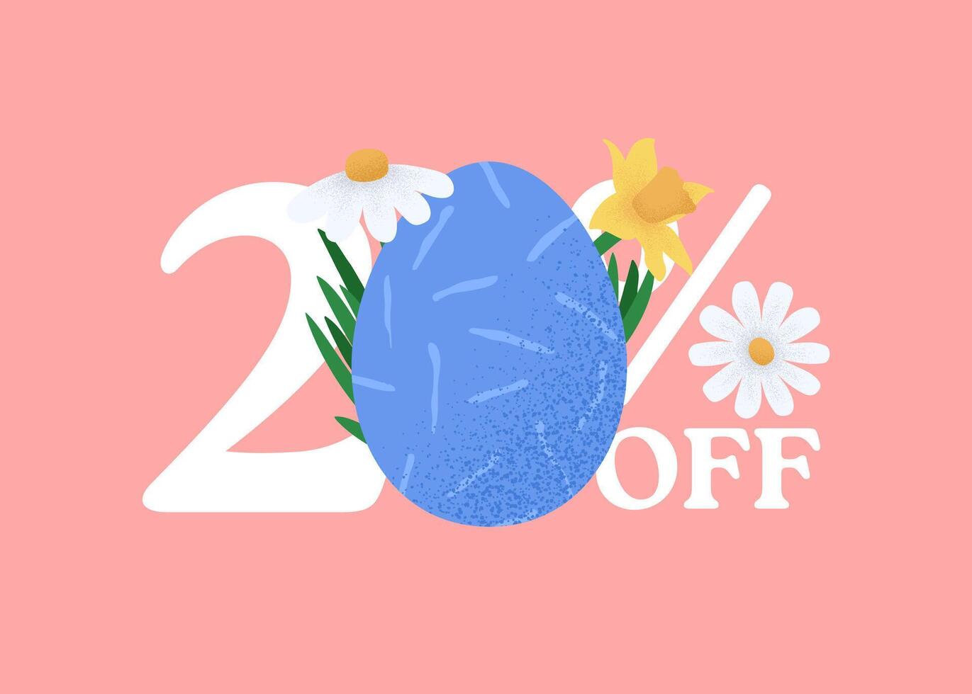 Happy Easter Sale banner. Easter Sale 20 off banner template with retro Easter Eggs and spring flower. illustration element vector