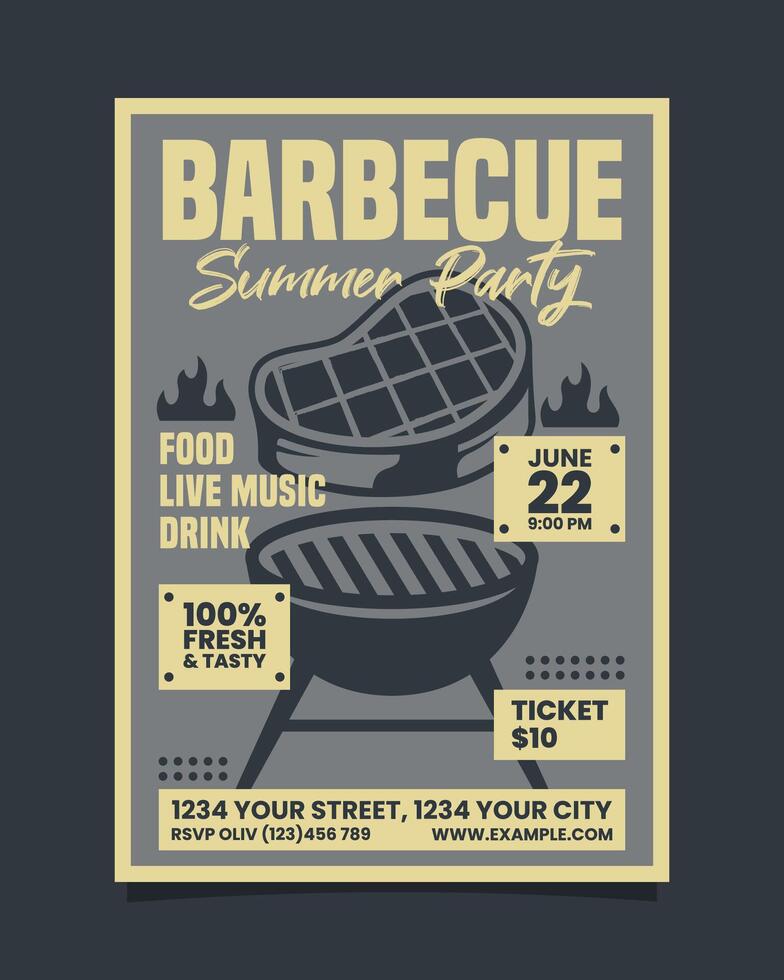 Barbecue summer party vertical poster flyer template design vector