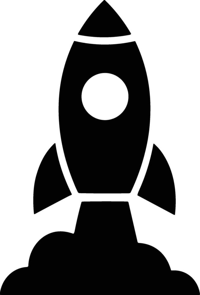 A Simple Space Rocket Icon Silhouette Illustration in White Background. vector