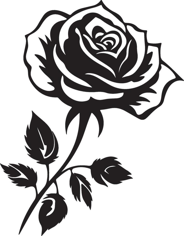 Simple Rose with Leaves Illustration on white Background vector