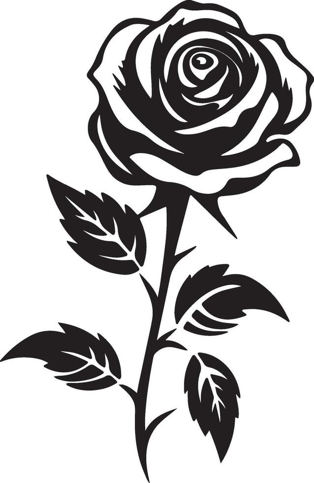 Simple Rose with Leaves Illustration with white Background. vector