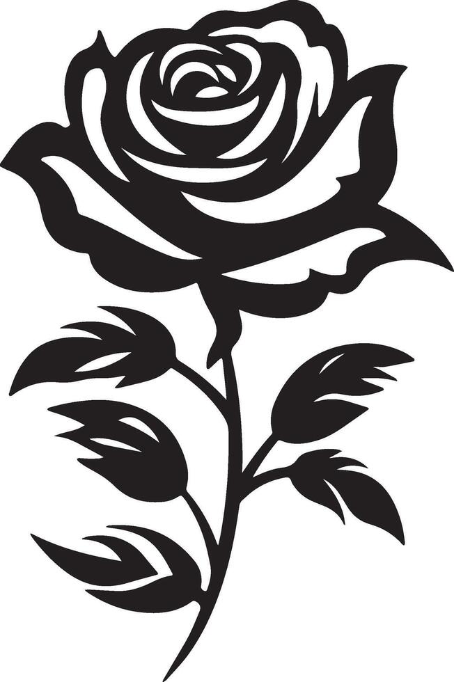 Simple Rose with Leaves Illustration on white Background. vector
