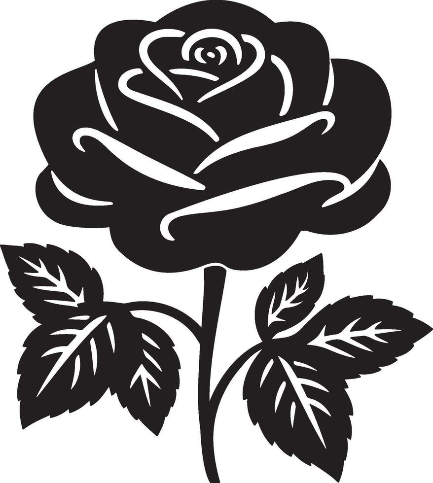 A Simple Rose with Leaves Illustration with white Background vector