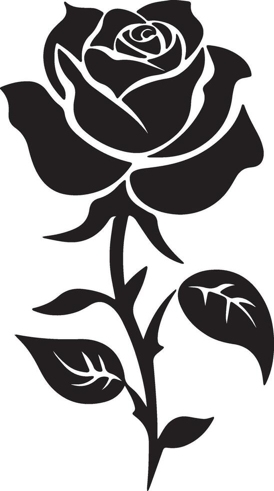 A Simple Rose with Leaves Illustration with white Background. vector