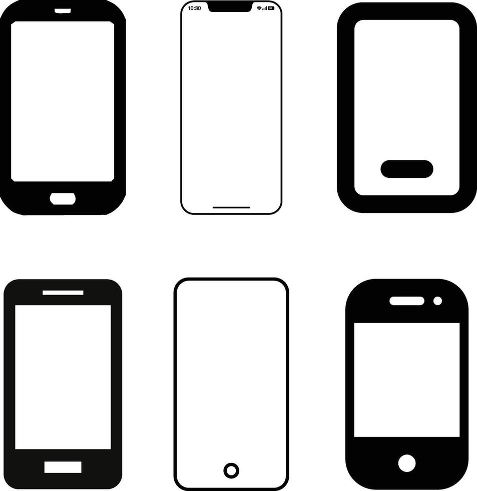 A Set of Mobile Phone Icon Line Art Illustration on White Background. vector