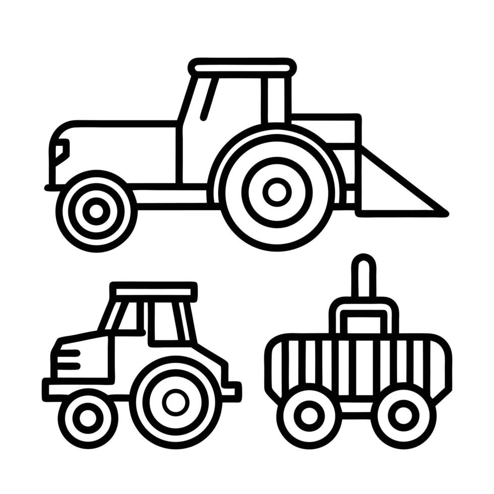 tractor and truck icons set design vector