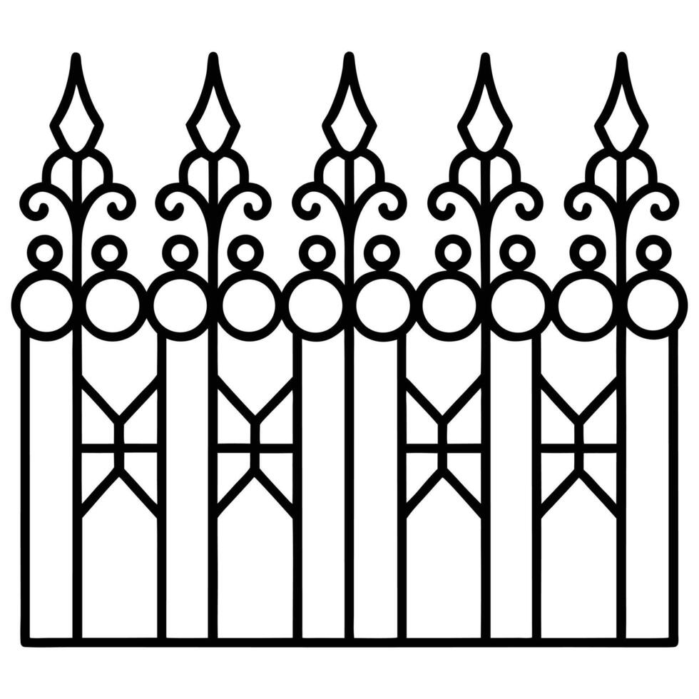 a black and white drawing of a fence vector