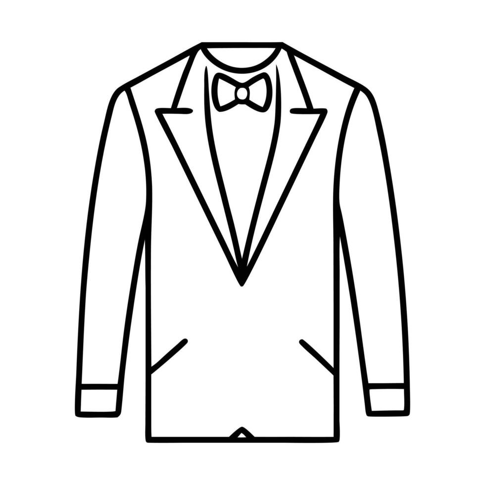 a black and white illustration of a tuxedo vector