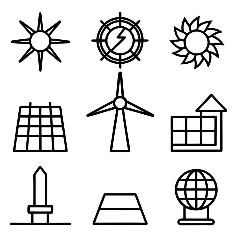 solar power icon set design vector