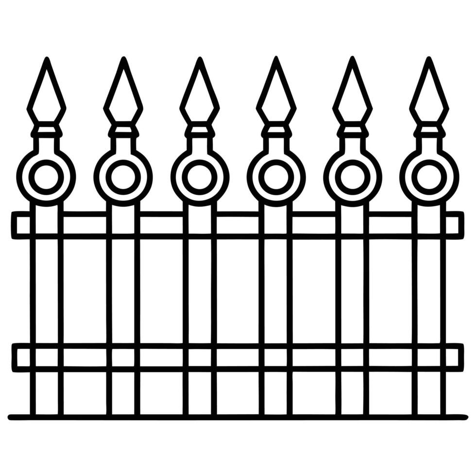 A black and white drawing of a fence design vector
