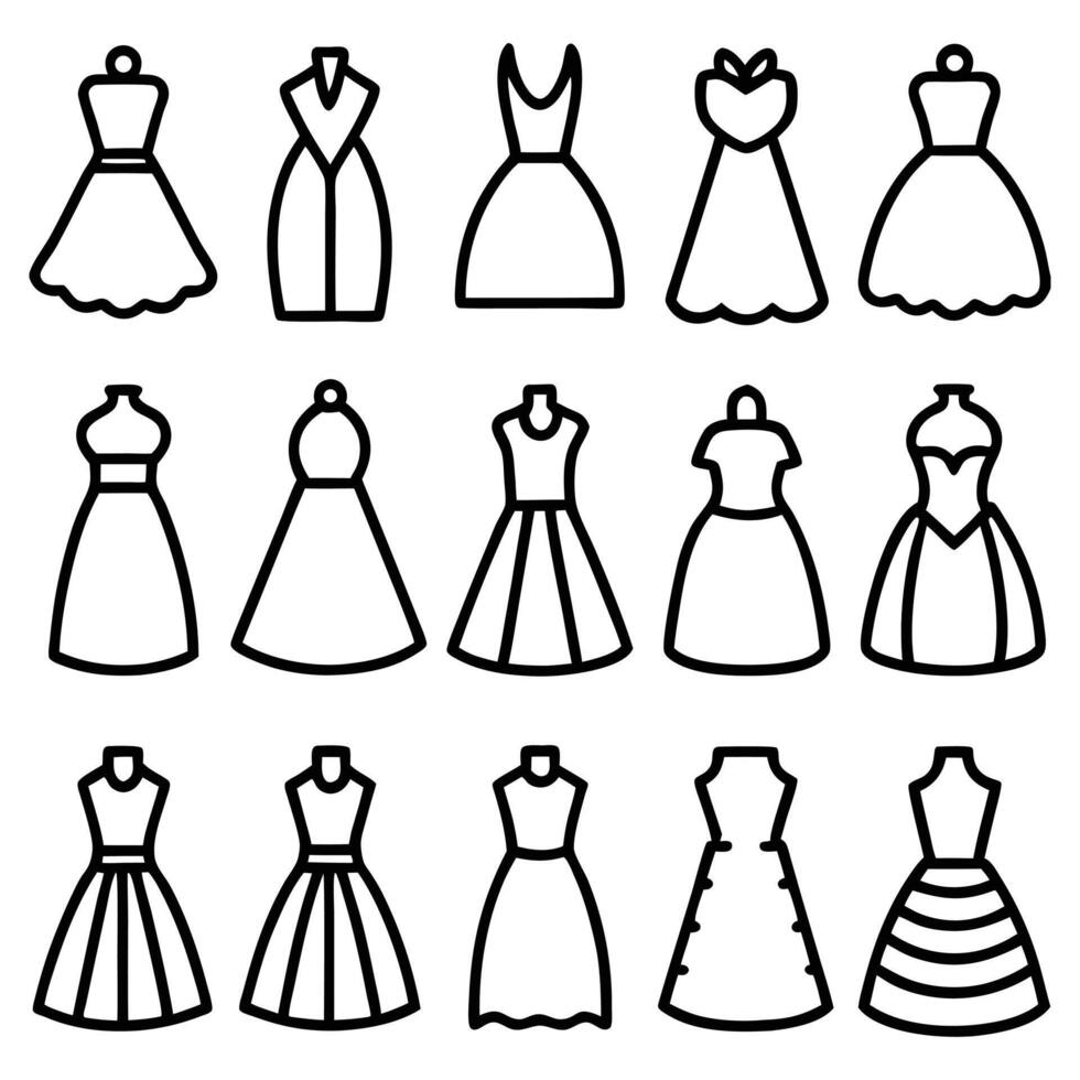 dress line icon set design on a white background vector