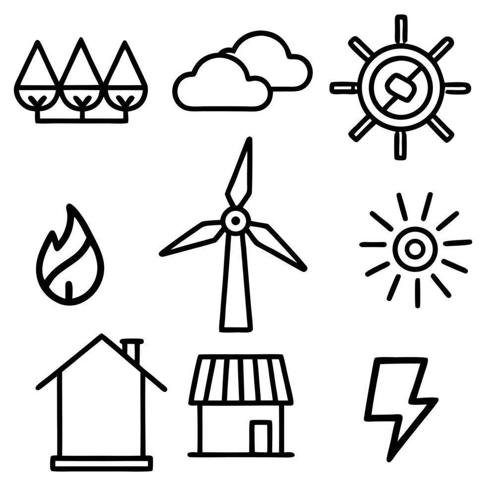 energy and environment icons set desig vector