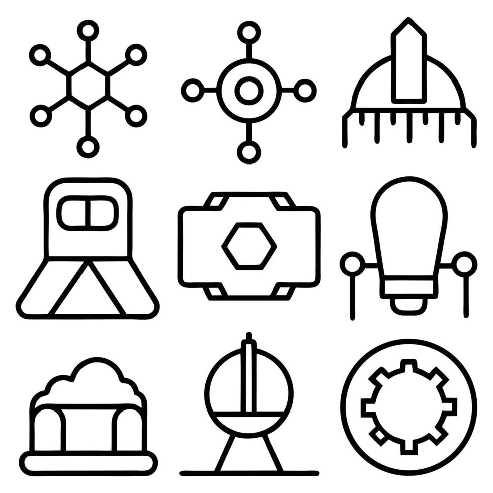 science and technology icons set deign vector