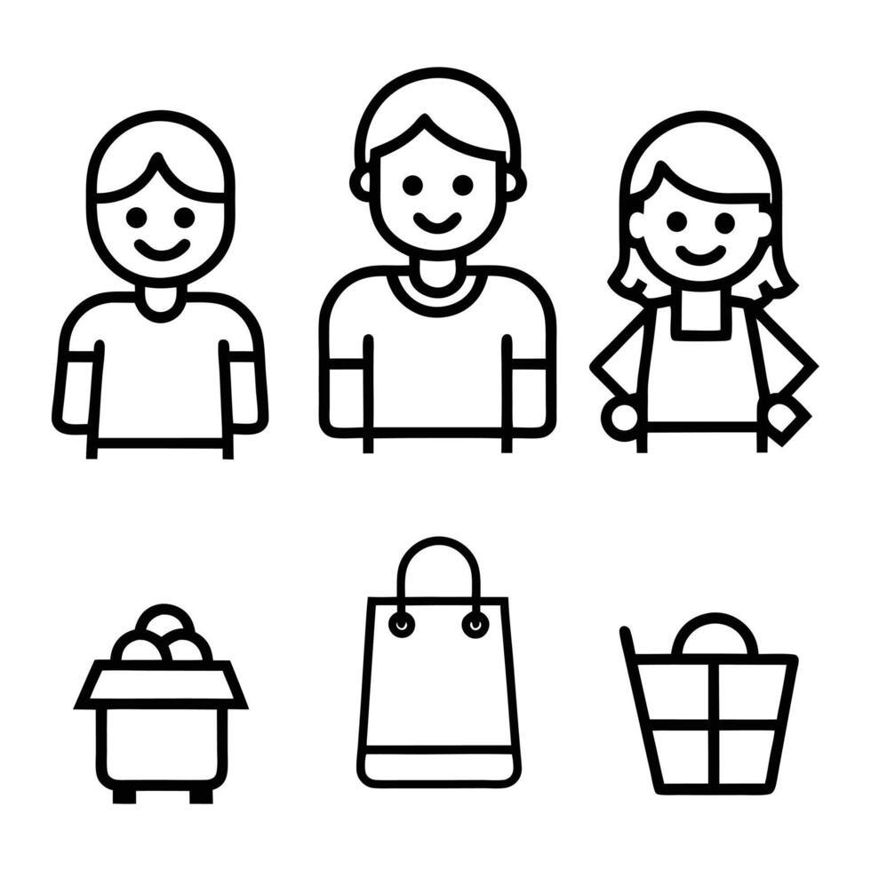 shopping icons set line design vector