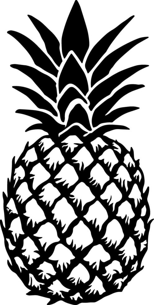 black and white illustration of pineapple without background vector