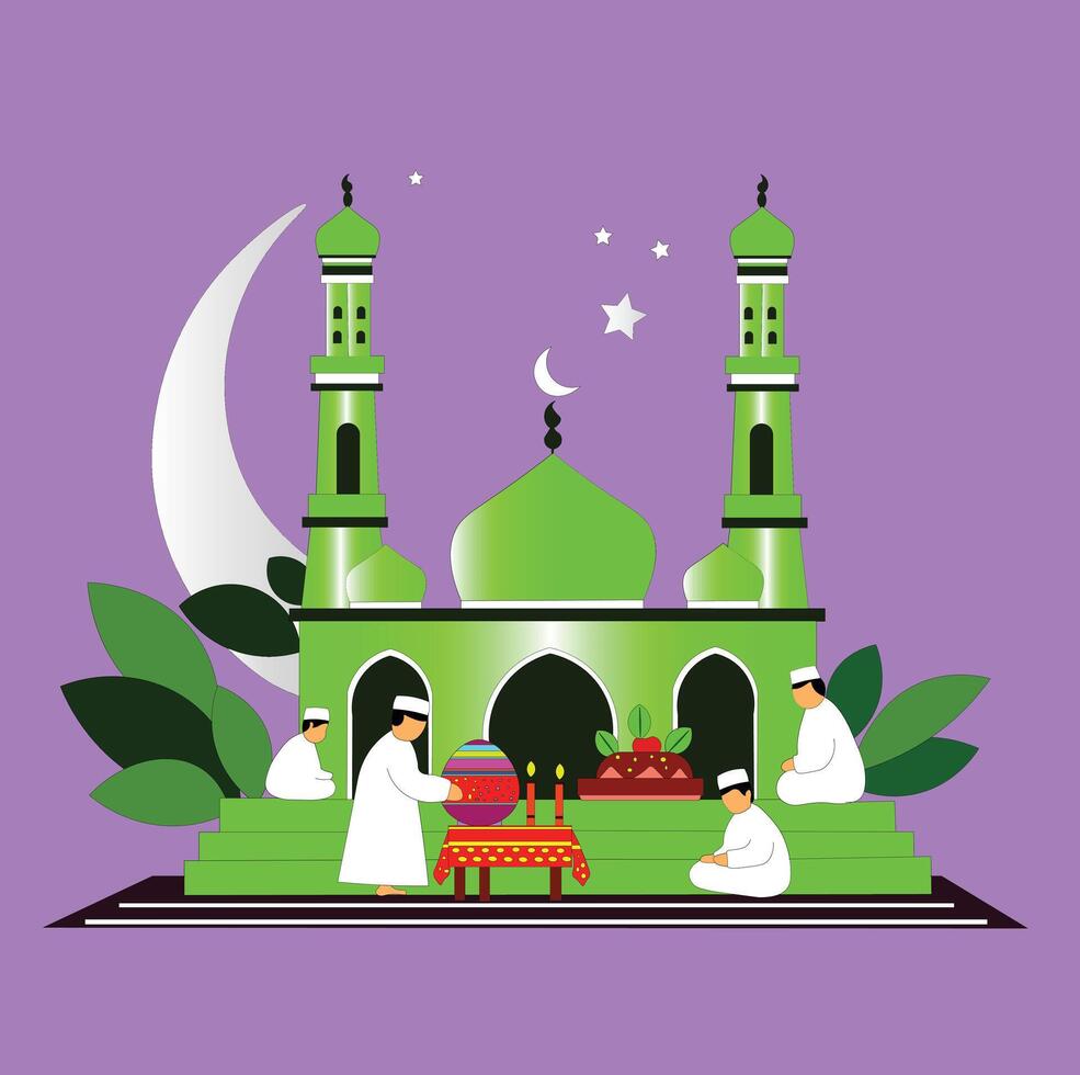 EID is the largest festival of Muslim religion celebration in India illustration vector