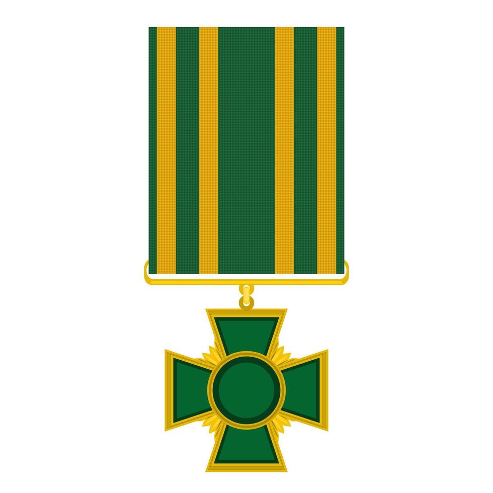 gold award with simple metal cross with green new vector