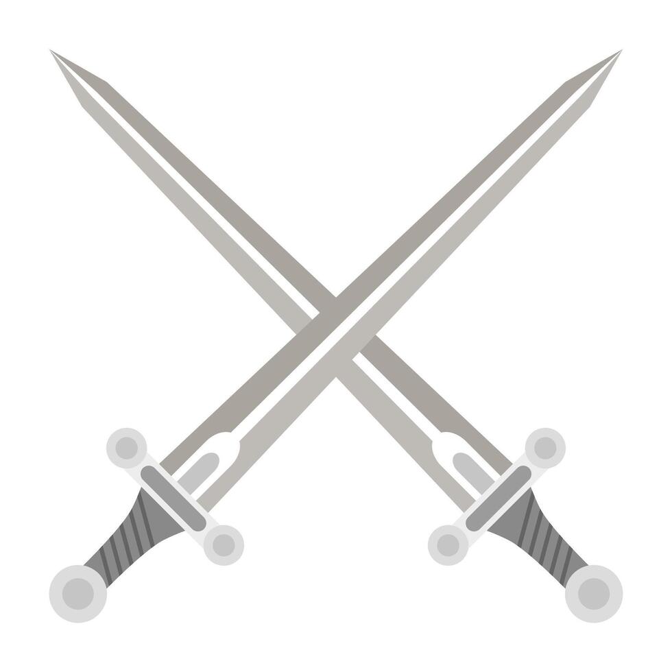 simple crossed swords drawing flat. flat vector