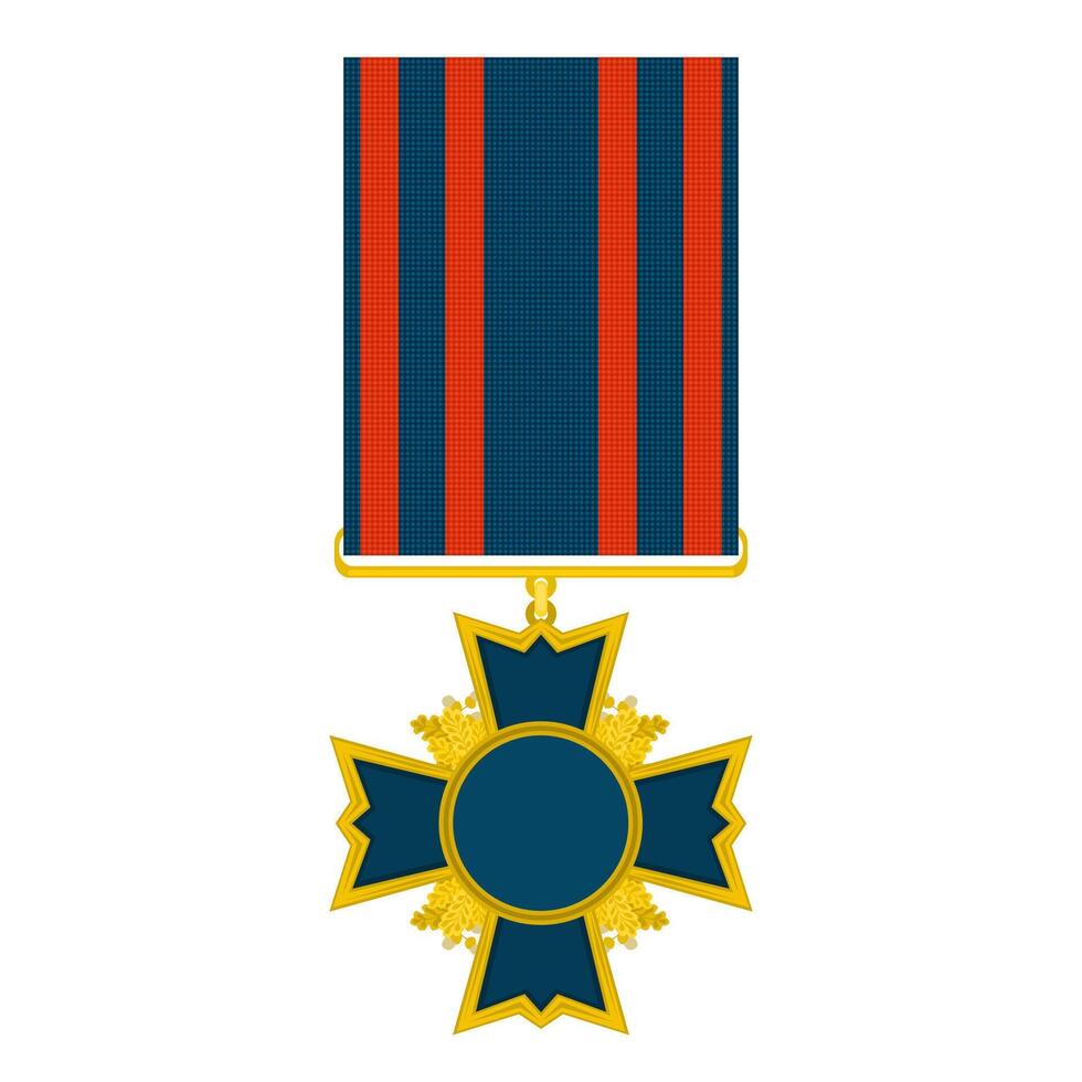 gold award with oaks cross gold with blue fabric vector