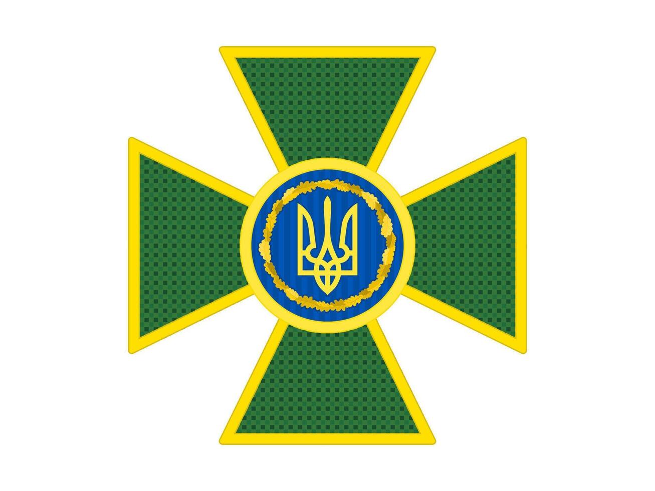 Ukrainian border cross green with gold tree vector