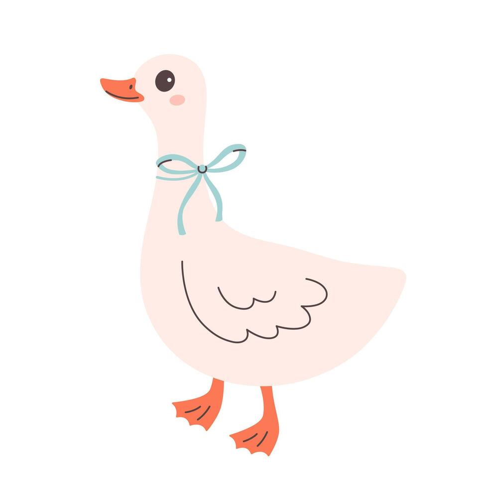 Cute goose. Farm animal. Design for stickers, cards, posters, scrapbooking. vector