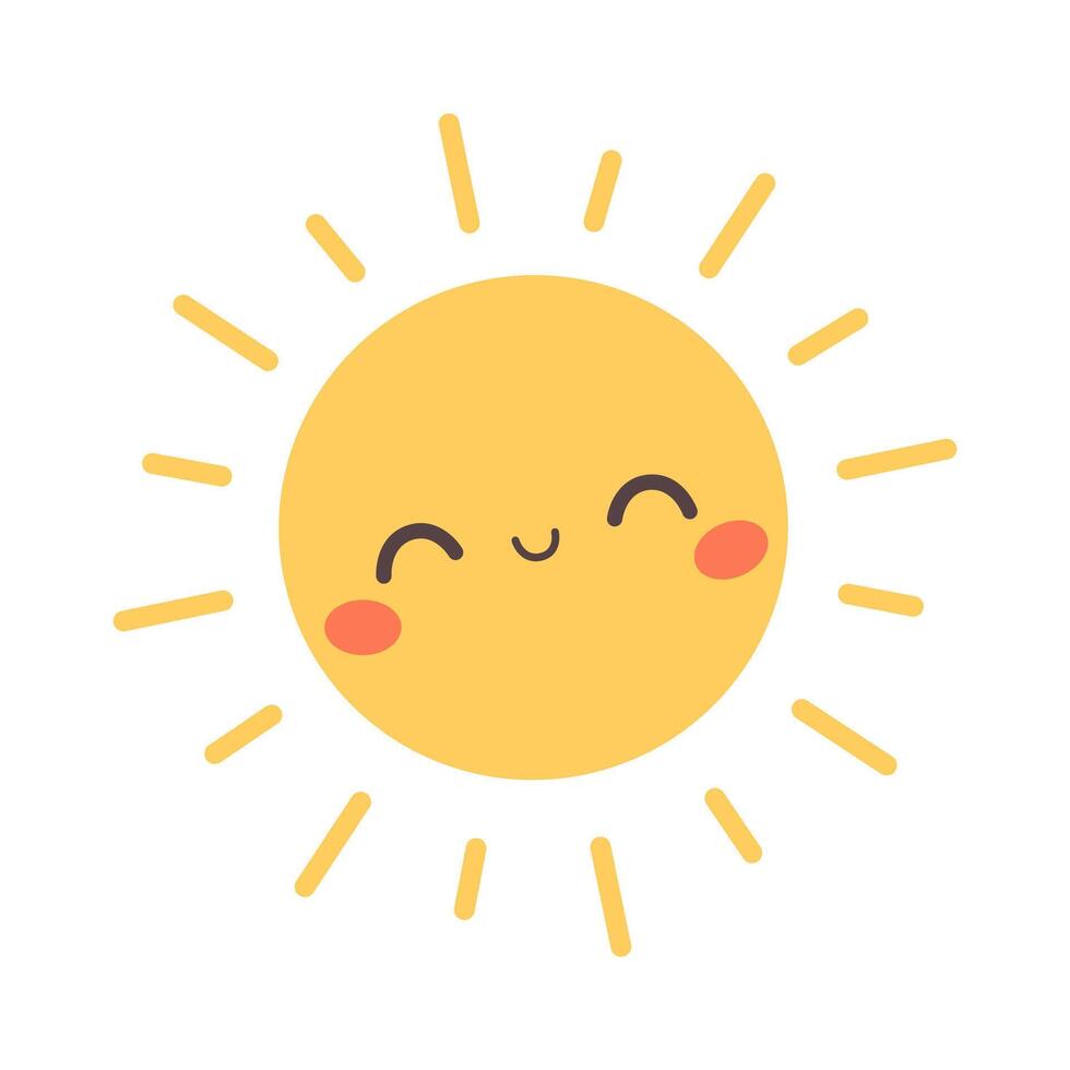 Cute Sun character. Smiling sunny face. Design for cards, fabric, wrapping, scrapbooking, wallpaper vector