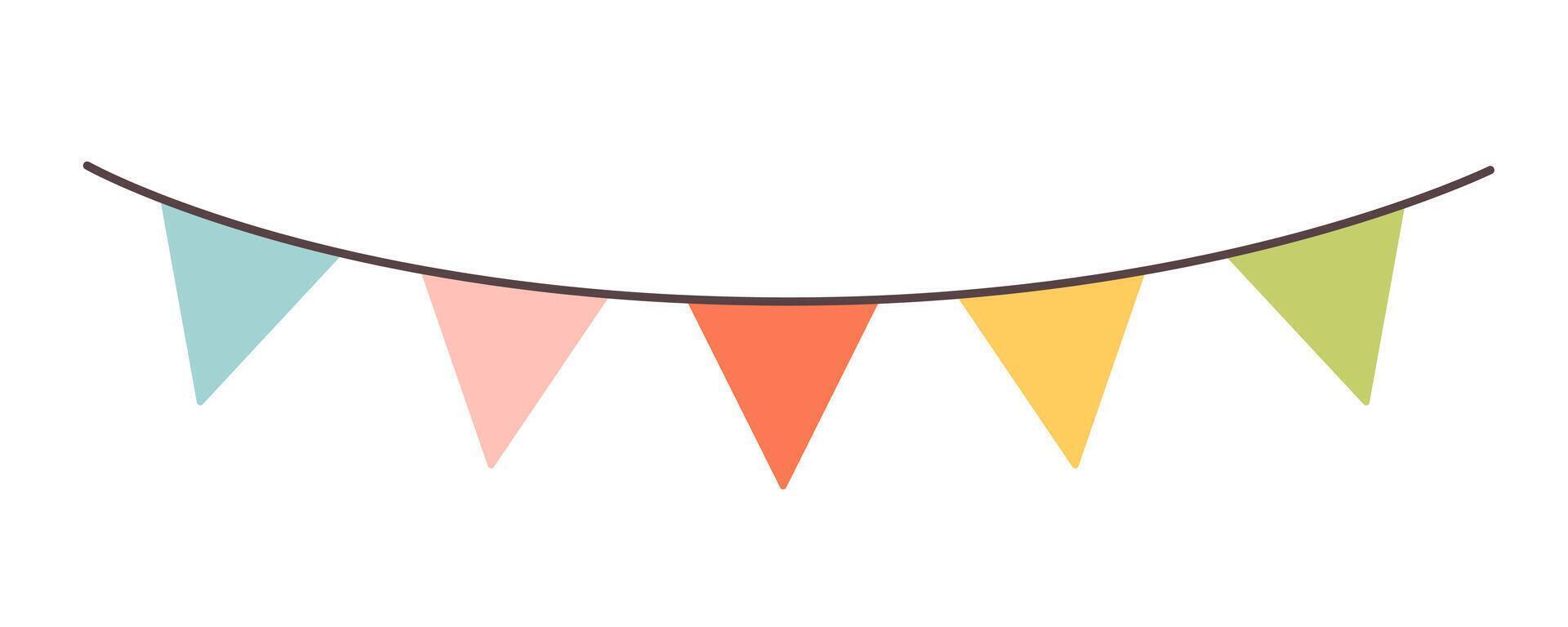 Cute holiday garland with colorful flags. Textile decoration for a party vector