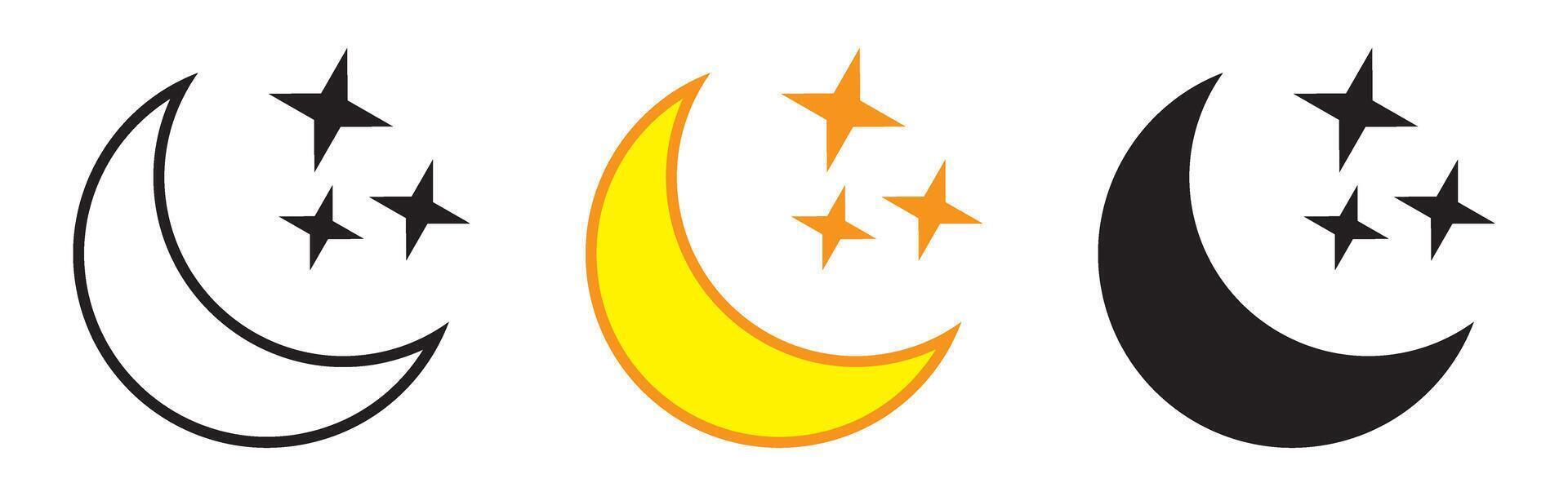 Crescent moon icon yellow and black version. Night icon. vector
