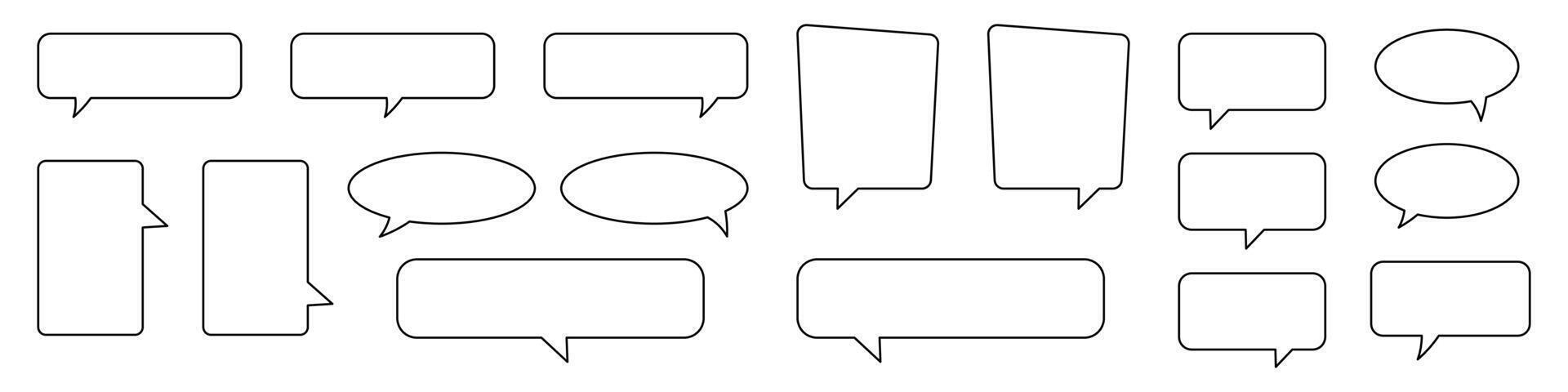 Collection of line speech bubble, ounline speech balloon, chat bubble. vector