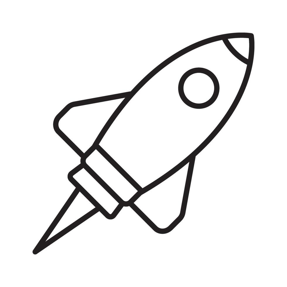Flying rocket line icon symbol. vector
