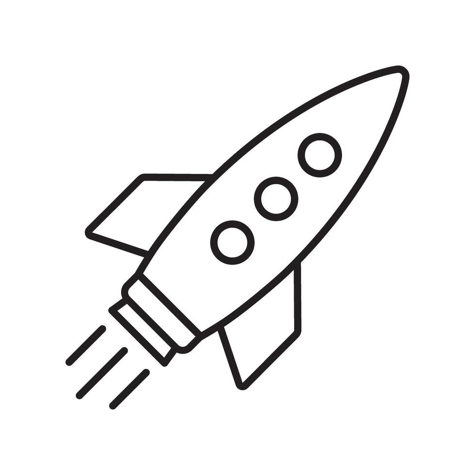 Rocket icon. Cartoon style line icon. vector