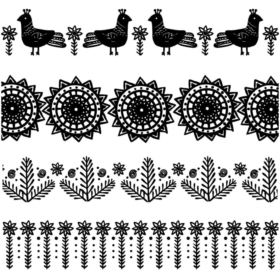 Ethnic horizontal patterns set. Borders design. Simple textile graphic. vector
