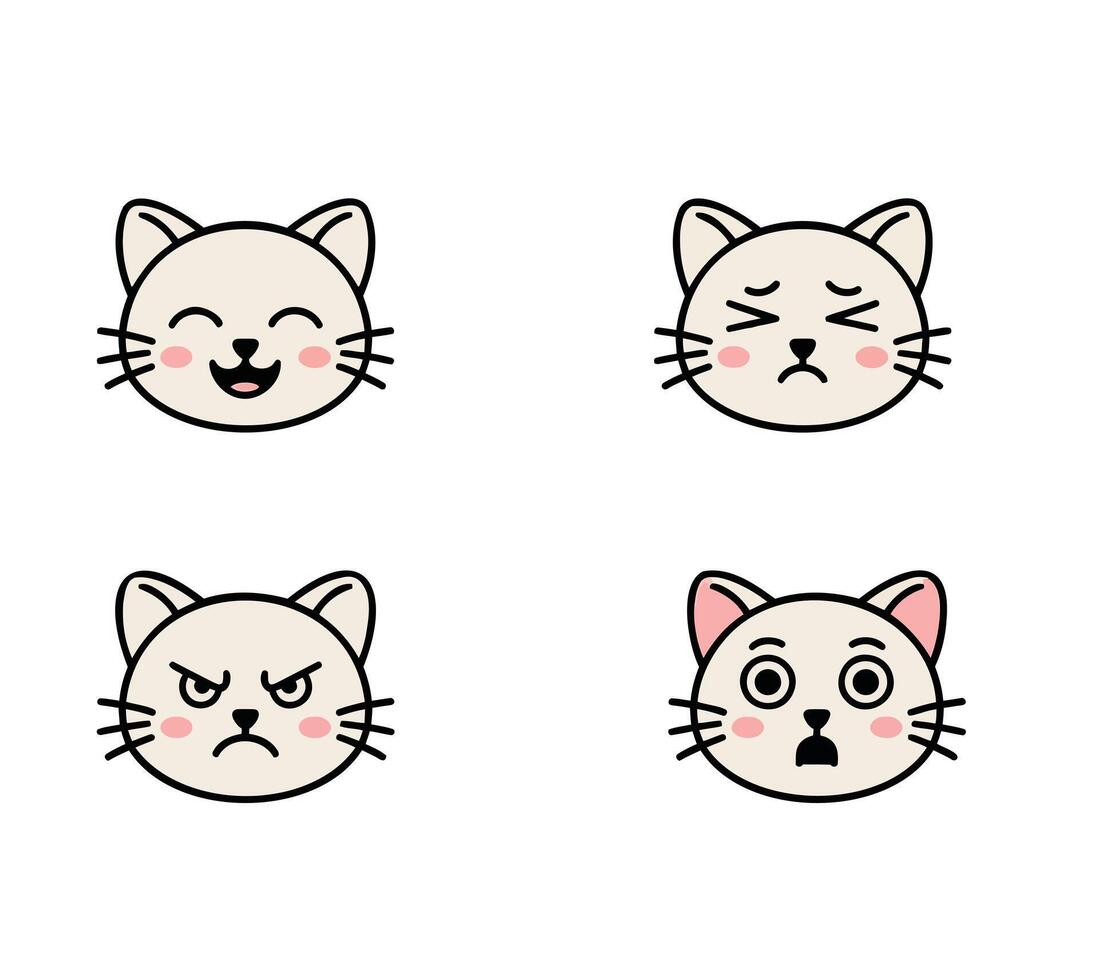 A set of four different cat emoticons vector