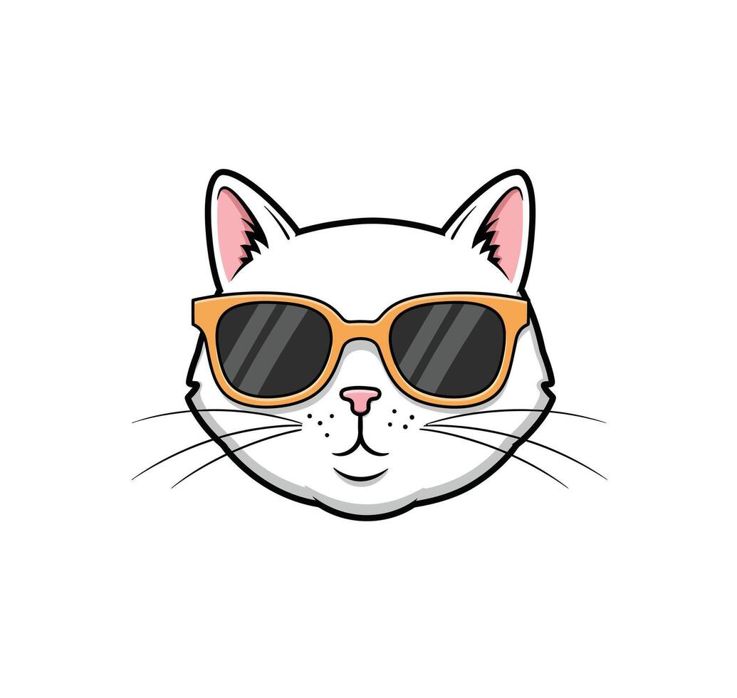 A cat wearing sunglasses on a white background vector