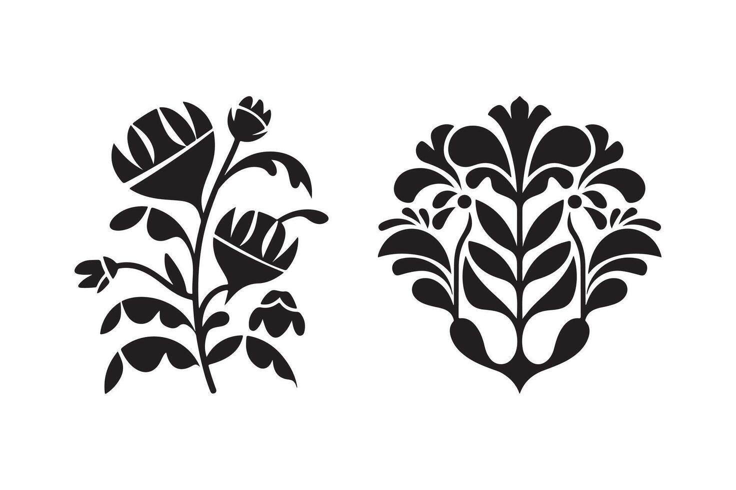 Floral Silhouette Design Elegant Black Botanical Art vector