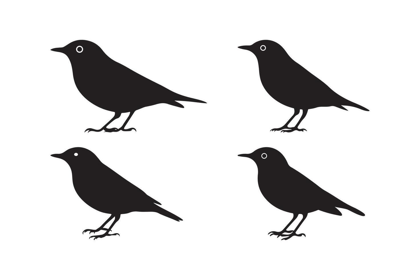 Black Bird Silhouette Set Minimalist Wildlife Clipart for Design vector