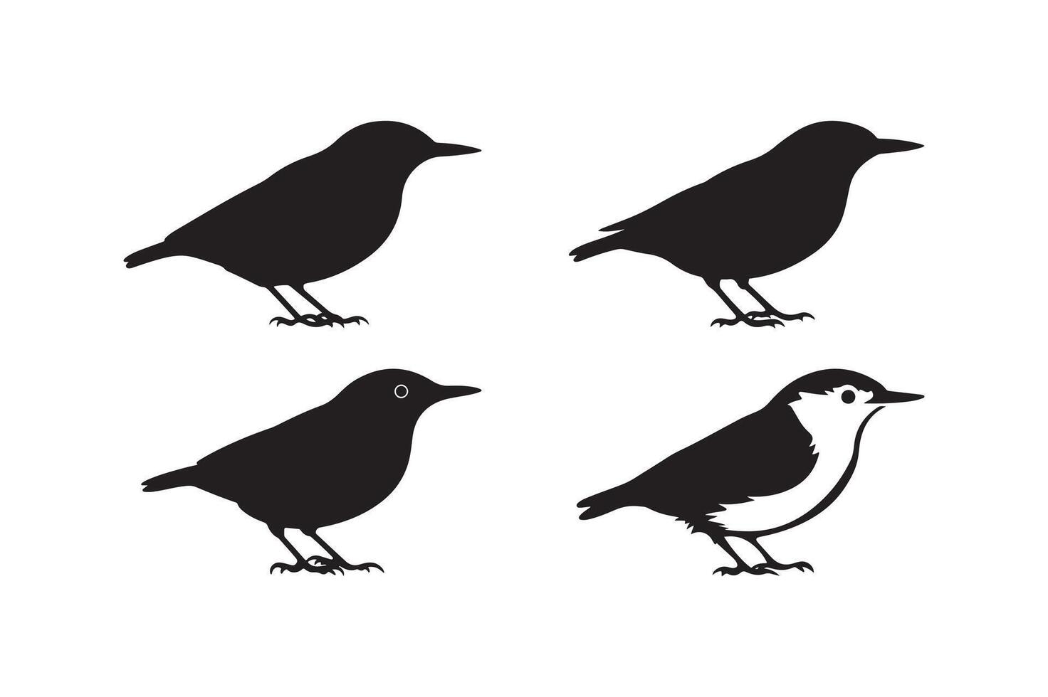Bird Silhouette Set Minimalist Standing Birds Clipart for Design vector